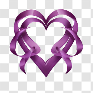 Purple Heart Day - Purple Ribbon Heart For Romantic Theme Transparent PNG