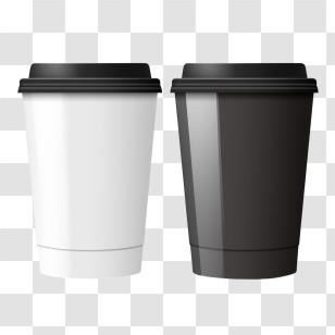 Paper Coffee Cup - Minimalistic Black And White Coffee Cups Illustration Transparent PNG