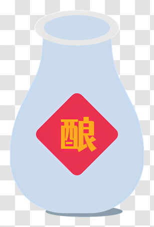 Chinese Vase - Blue Bottle With Red Chinese Label Transparent PNG