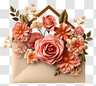 Envelope - Envelope With Pink Flowers Transparent PNG