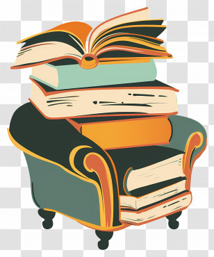 Book Logo - Cozy Chair Stacked With Books For Reading Transparent PNG