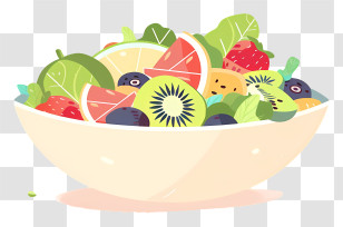 Salad Bowl - Colorful Bowl Of Fruit Salad Illustration Transparent PNG