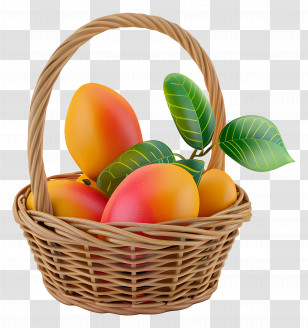 Mango In Basket - Mangoes In A Wicker Basket Transparent PNG
