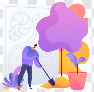 Lawn Care - Man Planting Tree In Garden Transparent PNG