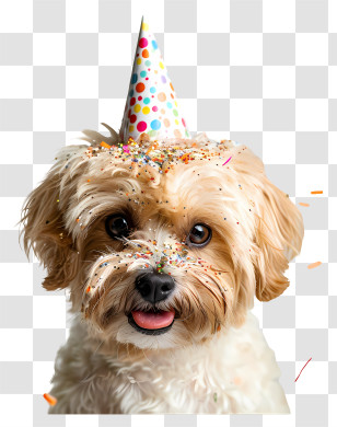 Pet Birthday - Cute Dog With Party Hat And Sprinkles Transparent PNG