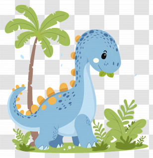 Cartoon Dinosaur - Cute Cartoon Dinosaur With Leaves Transparent PNG