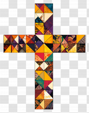 Patchwork Cross - Patchwork Cross With Colorful Patterns Transparent PNG