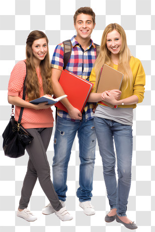 School - Students Holding Books And Smiling Transparent PNG