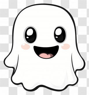 Kawaii Ghost - Cute Smiling Ghost Cartoon For Halloween Transparent PNG