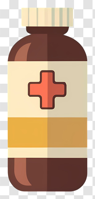 Medicine Bottle - Dark Brown Medical Bottle With Red Cross Transparent PNG
