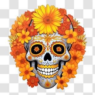 Day Of The Dead
 - Floral Skull Decoration For Day Of The Dead Transparent PNG