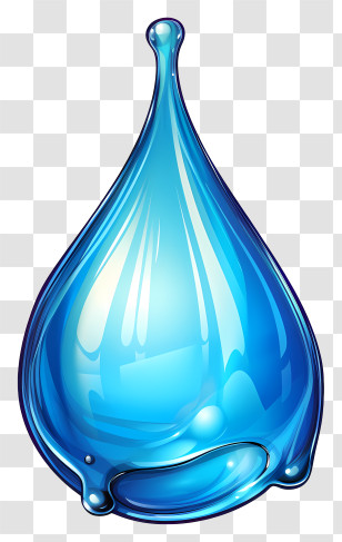 Hand Drawn Water Drop - Large Blue Water Droplet Shining Brightly Transparent PNG