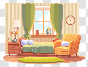 Bed Room - Cozy Bedroom Illustration Transparent PNG