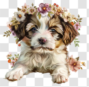 Puppy Day - Cute Dog With Floral Crown Transparent PNG