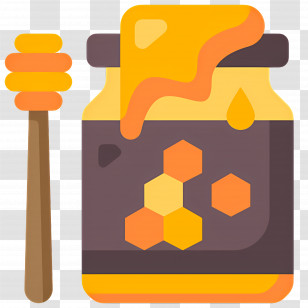 Honey - Honey Jar With Dipper Transparent PNG