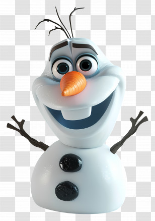 Olaf - Cheerful Snowman Cartoon With Orange Carrot Nose Transparent PNG