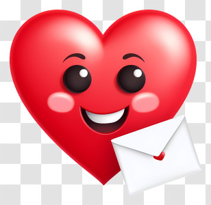 Emoji - Smiling Red Heart Cartoon With Love Letter Transparent PNG