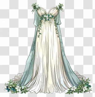 Bohemian Wedding Dress - Elegant Wedding Dress With Floral Accents Transparent PNG