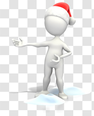 Stick Figure - 3D Character With Santa Hat Celebrating Christmas Transparent PNG