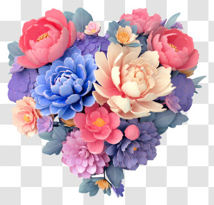 Heart Shaped Flower Arrangement - Heart Shaped Colorful Flower Bouquet Transparent PNG