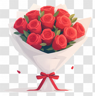 Red Roses Bouquet - Romantic Bouquet Of Red Roses Transparent PNG