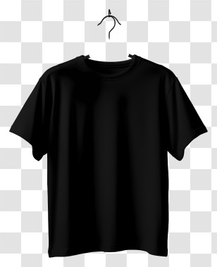 Flat Style Black T Shirt On Cloth Hanger - Minimalist Black T-Shirt Hanging On Hanger Transparent PNG