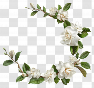 White Gardenia Flowers - Beautiful White Flowers On Branch Transparent PNG