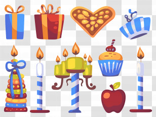 Hanukkah Decoration - Hanukkah Candles And Gifts With Festive Decorations Transparent PNG