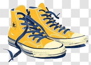 Sneakers - Yellow Sneakers With Blue Laces Transparent PNG