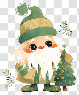 Cute Christmas Gnome - Cute Holiday Gnome Holding Christmas Tree Transparent PNG
