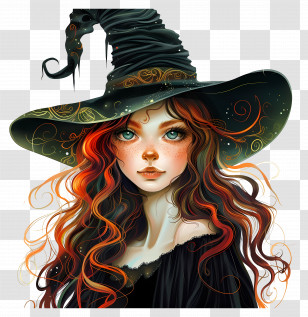 Witch - Witch With Magical Hat Transparent PNG