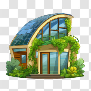 Eco House - Eco-Friendly House Illustration With Greenery Transparent PNG