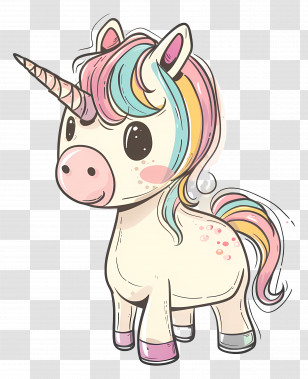 Unicorn - Cute Unicorn With Rainbow Mane Illustration Transparent PNG