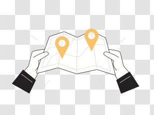 Map - Travel Map With Location Pins Transparent PNG