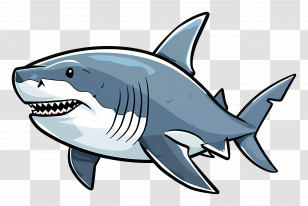 Cartoon Shark - Cartoon Shark Illustration With Fin Details Transparent PNG
