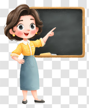 Teacher Giving A Public Talk - Teacher Pointing At Blackboard Transparent PNG