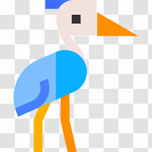Heron - Geometric Bird Illustration In Blue And Orange Transparent PNG
