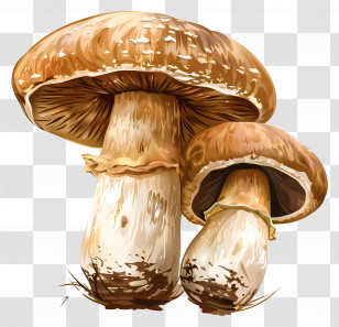 Shiitake Mushroom - Two Brown Mushrooms Illustration Transparent PNG