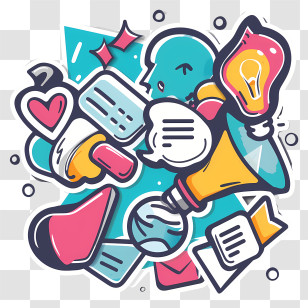 Digital Marketing - Colorful Doodle Art Transparent PNG