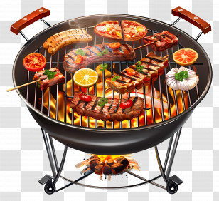 Bbq - Barbecue Grill With Delicious Food Assortment Transparent PNG