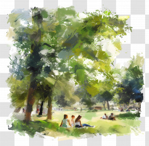 Summer Park - Vibrant Summer Park With People Enjoying Nature Transparent PNG