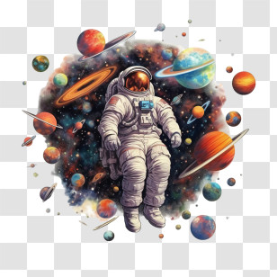 Astronaut - Astronaut Floating Among Planets In Outer Space Transparent PNG