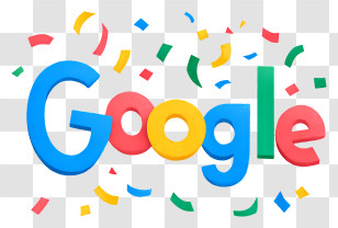 Google Logo With Confetti - Colorful Google Logo With Confetti Transparent PNG