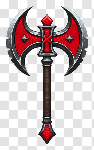 Battle Axe - Red Double-Edged Battle Axe Transparent PNG
