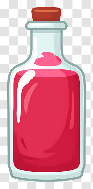 Pink Bottle With Red Liquid - Red Potion Bottle With Cork Transparent PNG
