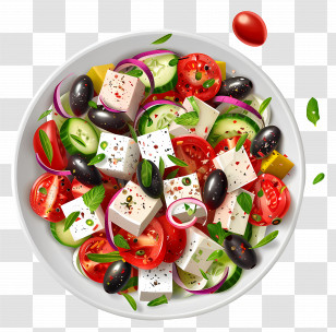 Greek Salad - Fresh And Colorful Greek Salad Bowl Transparent PNG