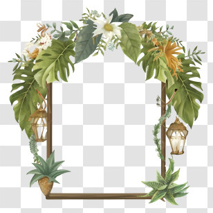 Cartoon - Floral And Leafy Decorative Frame Transparent PNG
