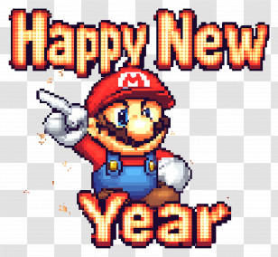 Happy New Year - Mario Wishing Happy New Year Transparent PNG