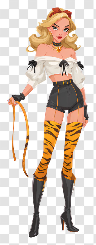 Tiger’s Eye - Stylish Blonde In Tiger Print Transparent PNG