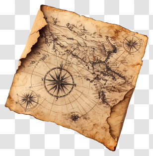 Ancient Map - Vintage Old Map With Compass Transparent PNG